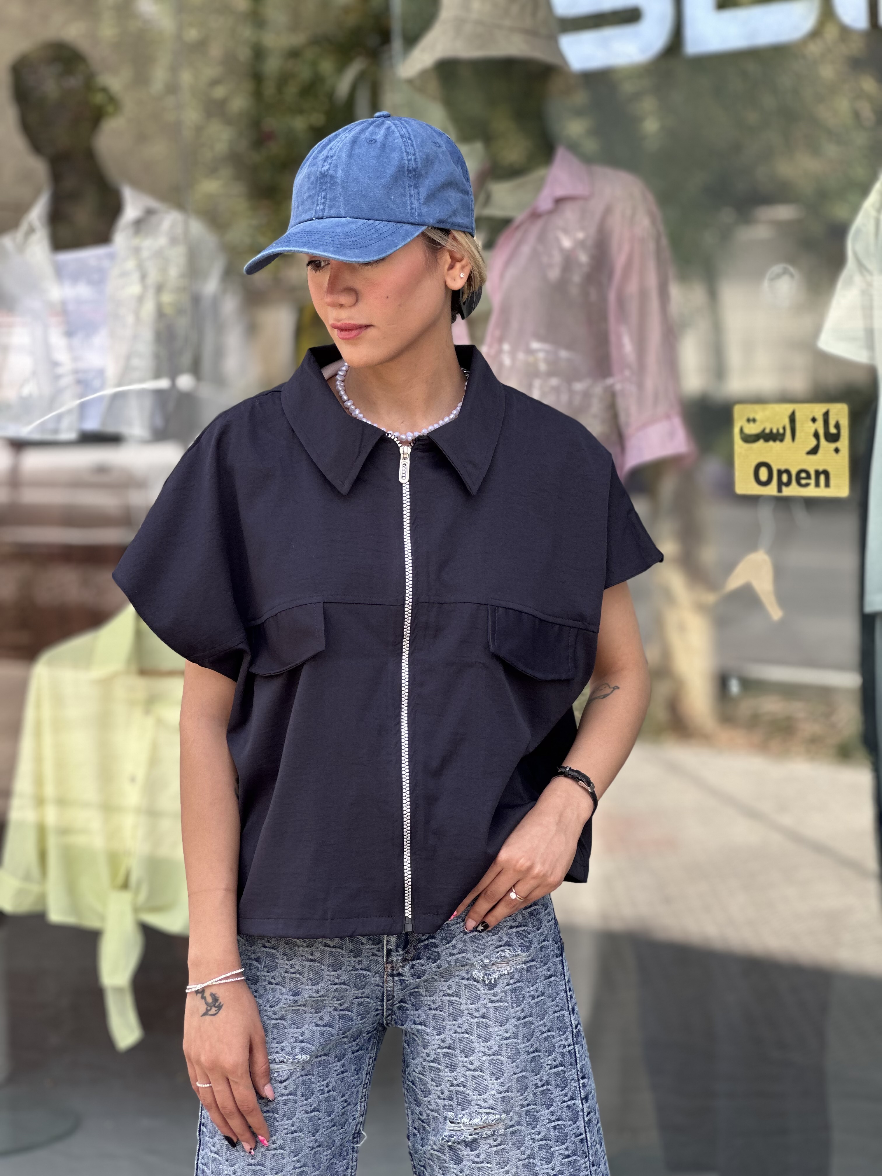 وست سیلک زنانه طرح دو جیب