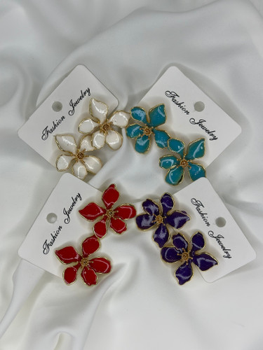 گوشواره مینا کاری طرح گل زنانه