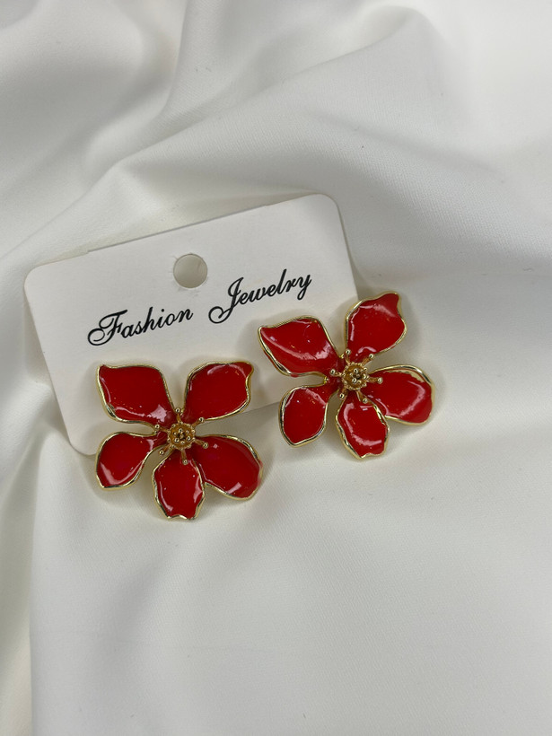 گوشواره زنانه طرح گل مینا کاری