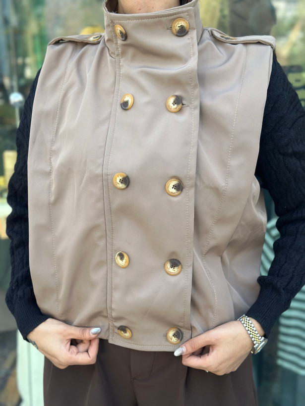 وست زنانه بدون آستین آستردار ۱۰ دکمه مدل زارا در رنگهای سفید، سورمهای، قهوهای، مشکی و موکا